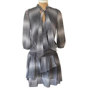 Armani Exchange Black White Stripe Drop Waist Dress Size 2 Silk EUC Flirty Sexy